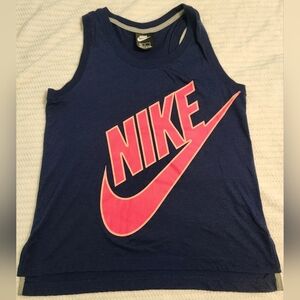Nike Women's Prep Futura Tank Top Size  M Blue Navy Big Logo